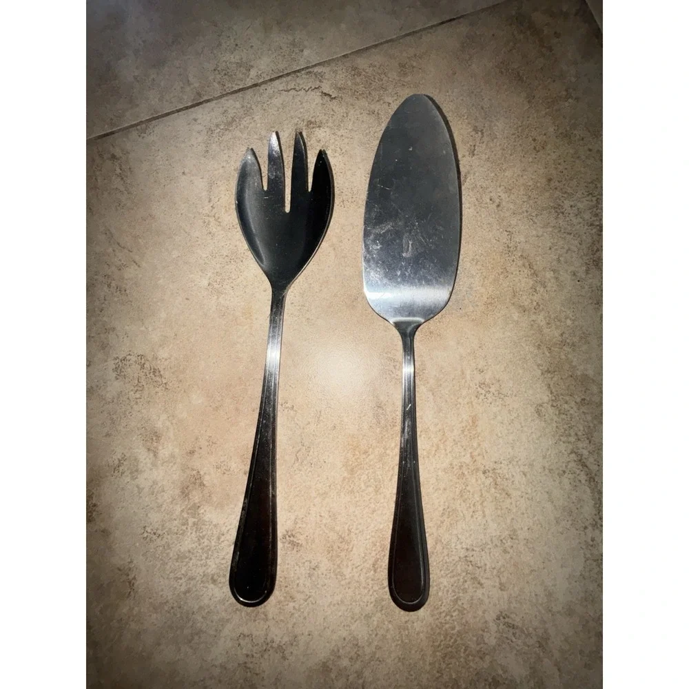 Vintage Stainless Steel Serving Set Salad Fork Pie Cake Server 2 Pc 10